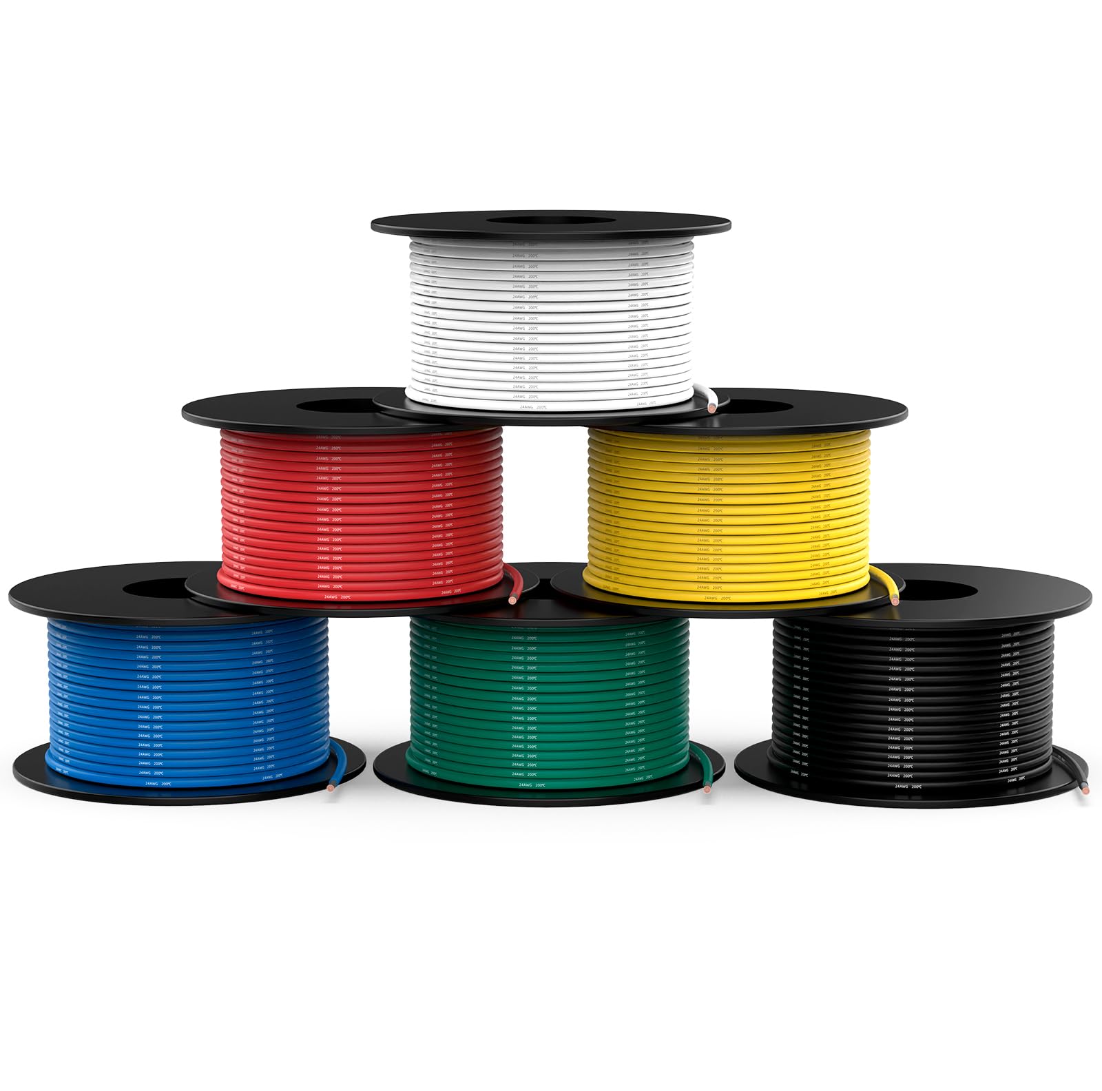 NAOEVO 24 AWG red silicone wire spool for easy breadboard wiring and durable connections.