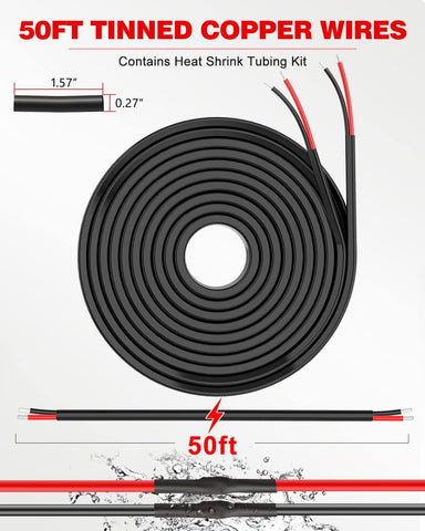 NAOEVO heat-shrink tubes and cable ties pack aids quick protection and organization.