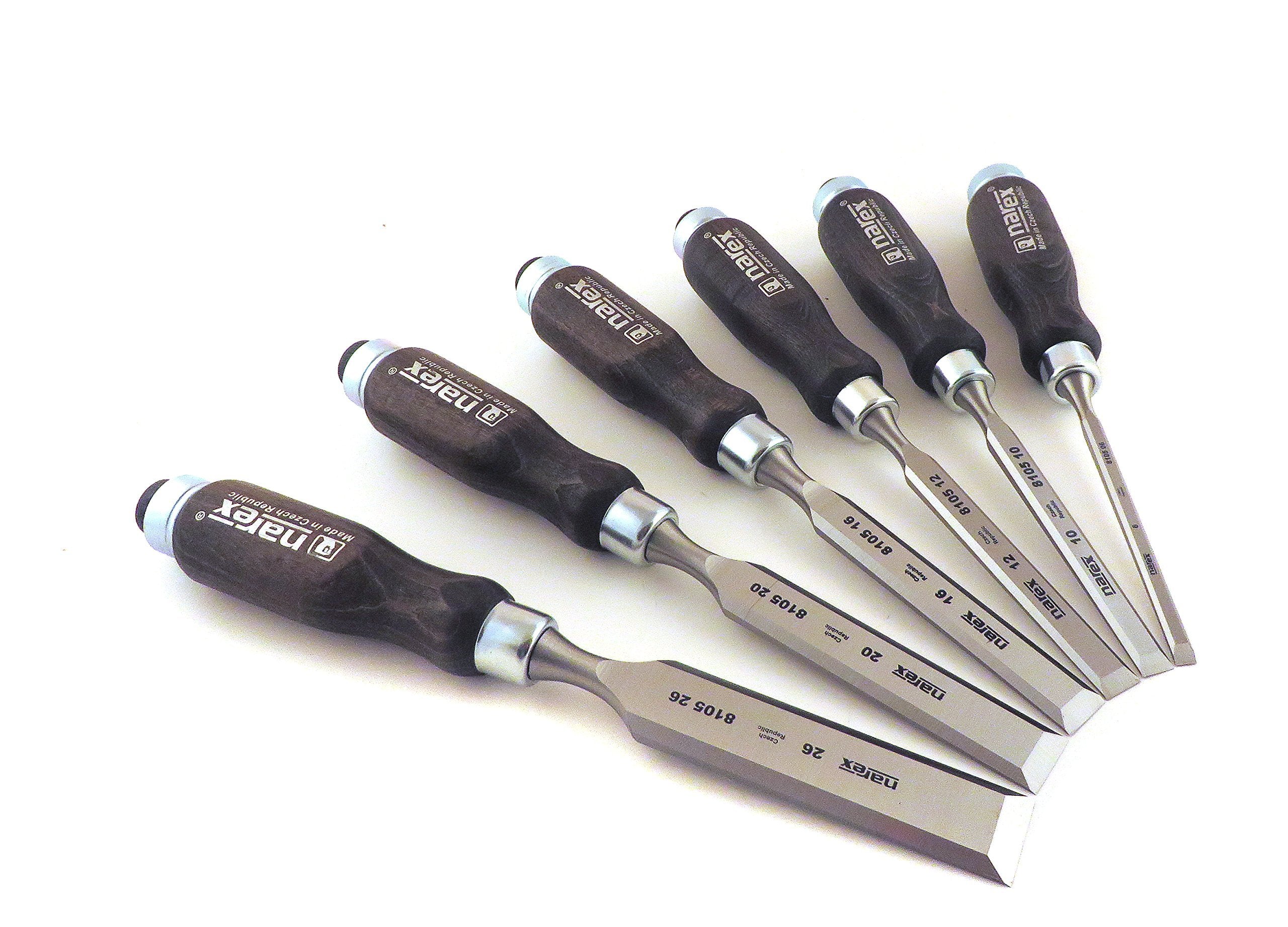 Narex European Beech handles with lacquered finish for comfortable grip.