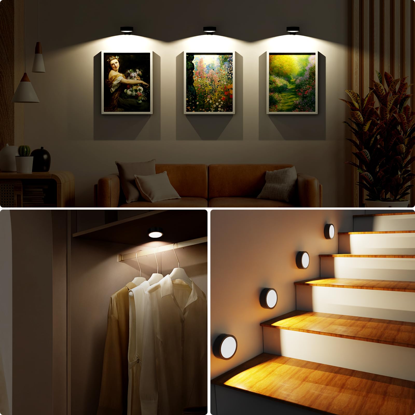 Narotood 3-pack picture lights bundle provides consistent coverage