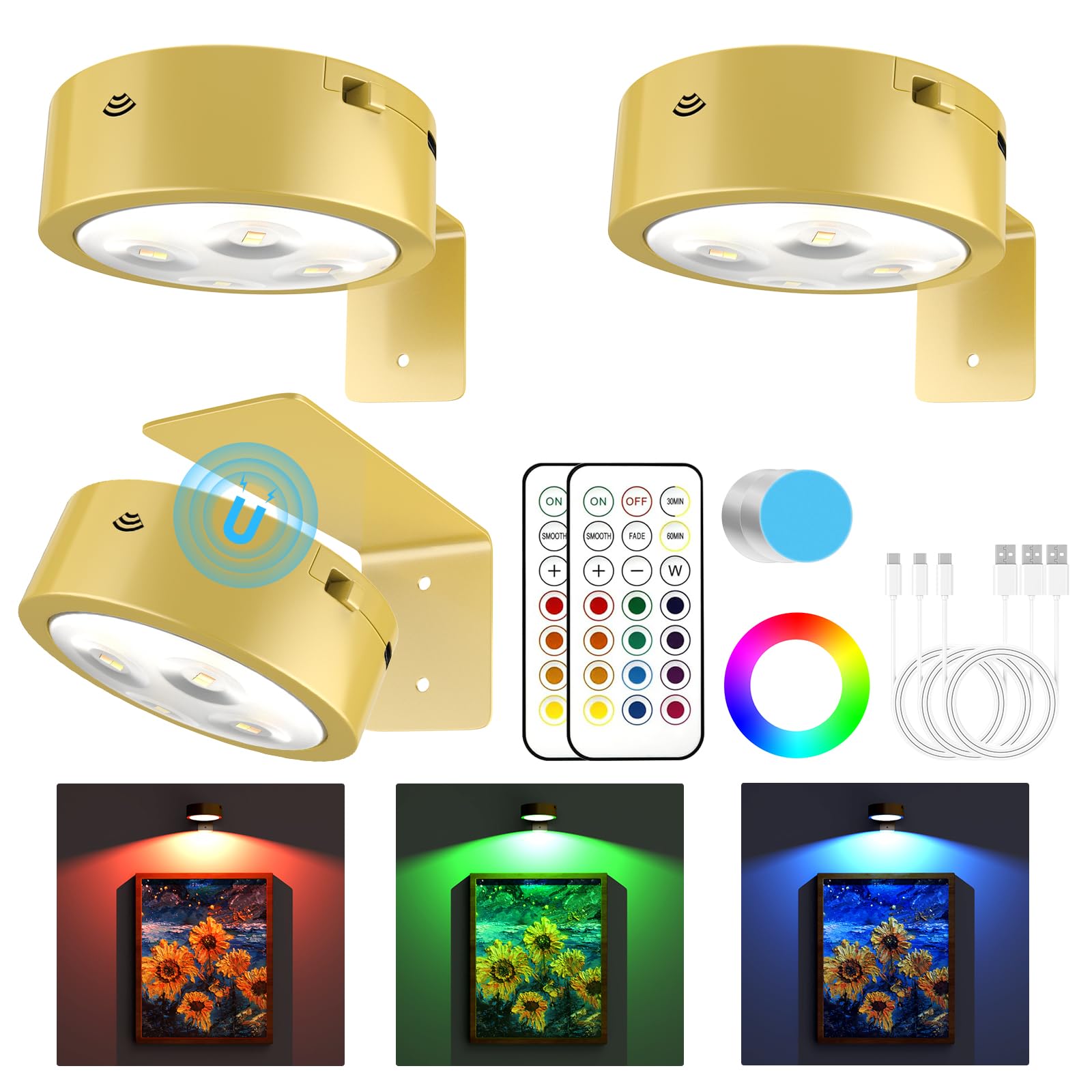 Narotood picture light with rechargeable battery for long-lasting wall illumination.