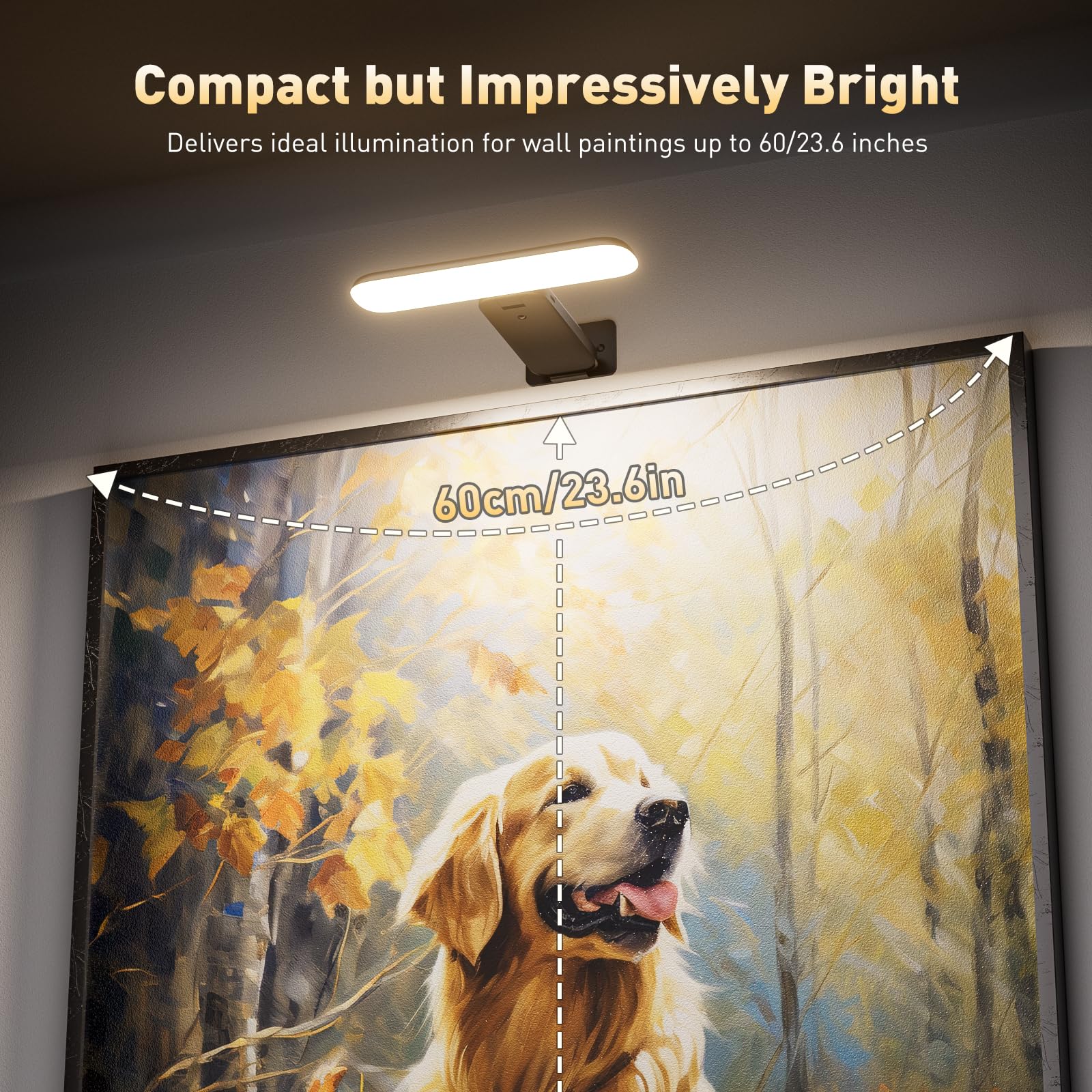 NARUNDREN rechargeable LED picture light with remote enables easy brightness adjustments