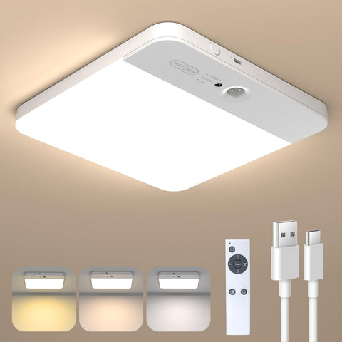NARUNDREN rechargeable motion sensor ceiling light with remote for hands-free hallway lighting.