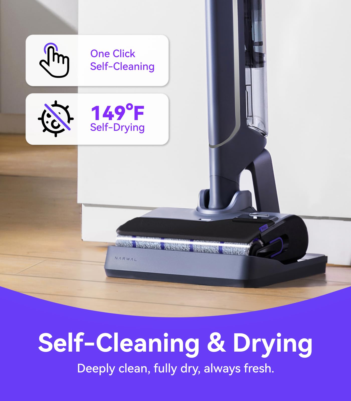 NARWAL S20 Pro AI DirtSense adapts cleaning power to dirt levels.