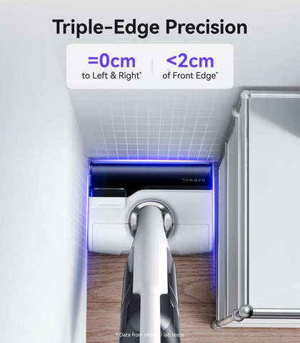 NARWAL S30 63° swivel helps edge cleaning around table legs.