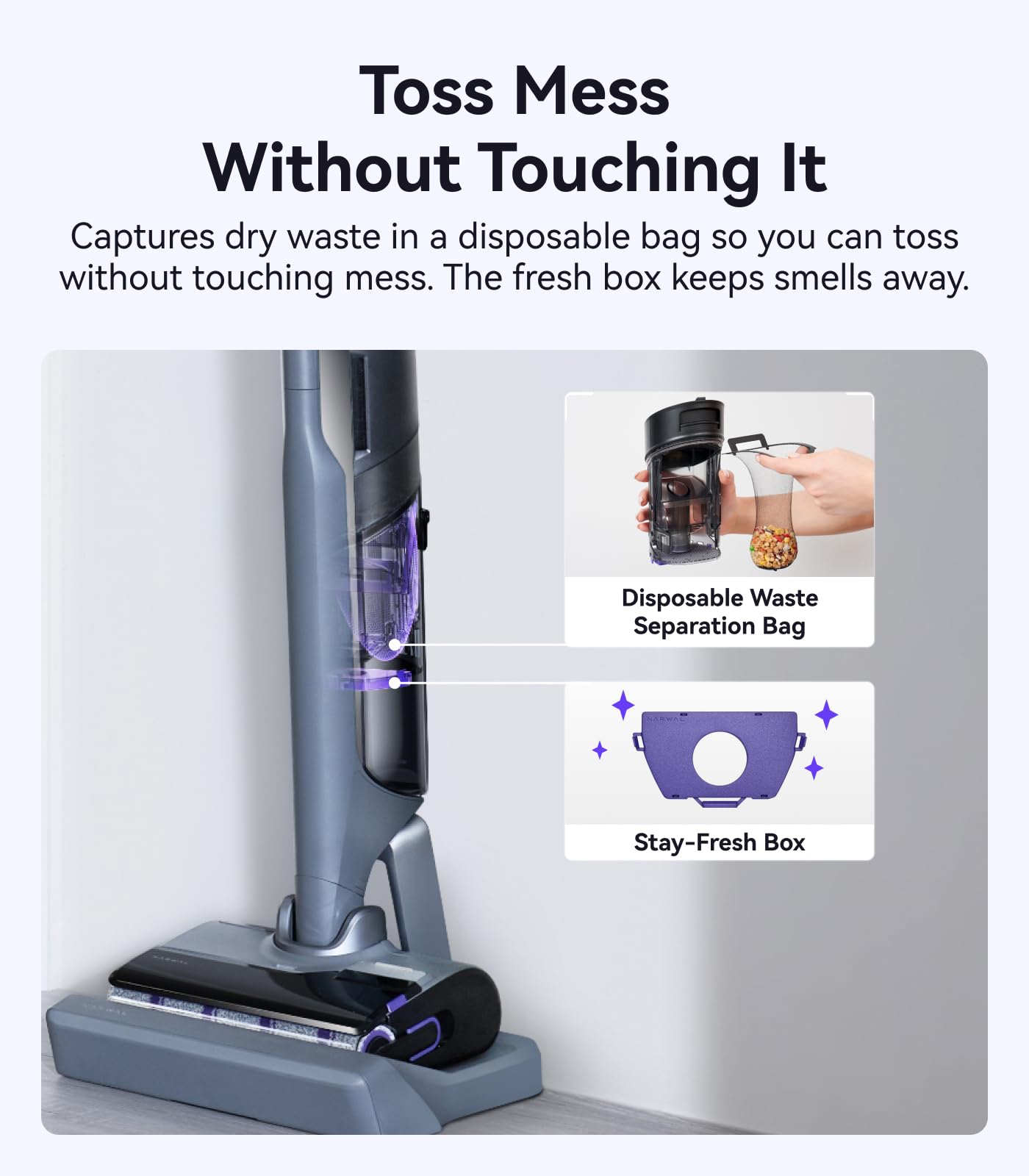 Narwal S30 Pro lies 180° to reach under furniture and beds.