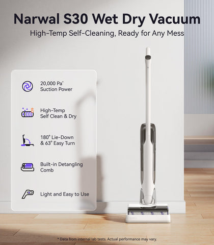 NARWAL S30 self-cleaning feature with 176°F water keeps bristles fresh.