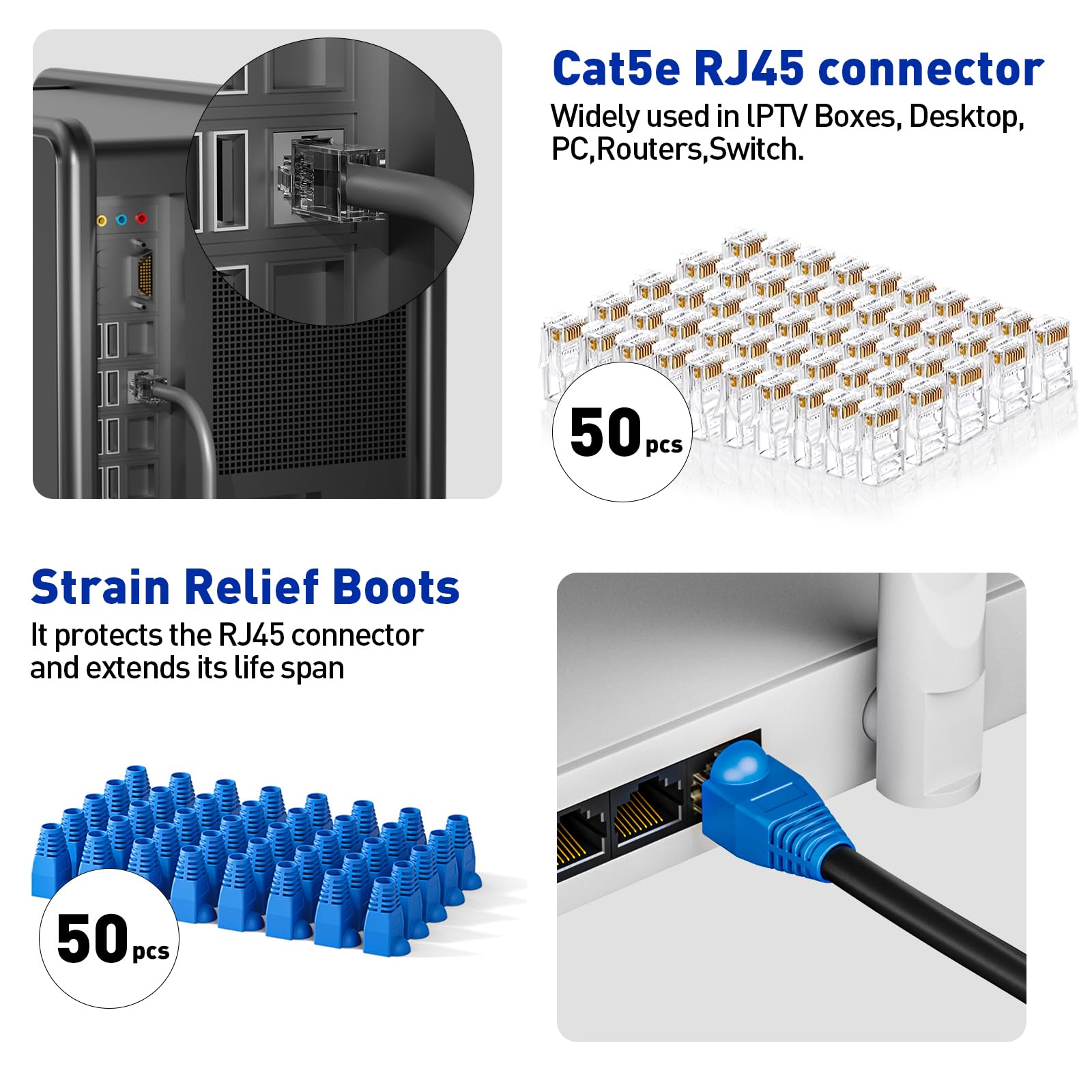 NataLink Cat5e connectors ensure solid terminations for reliable networks.