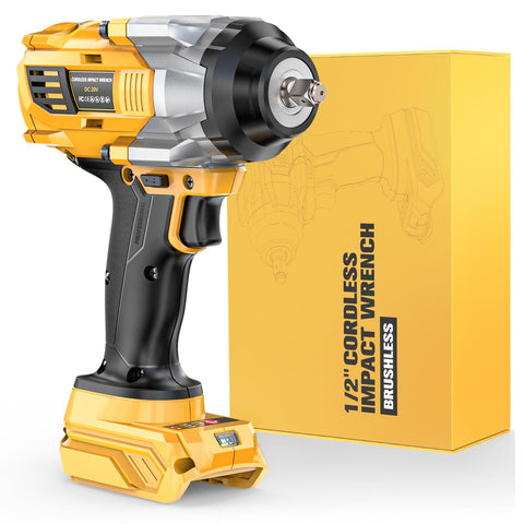 NATBEESY impact wrench showing Dewalt 20V compatibility for cordless use