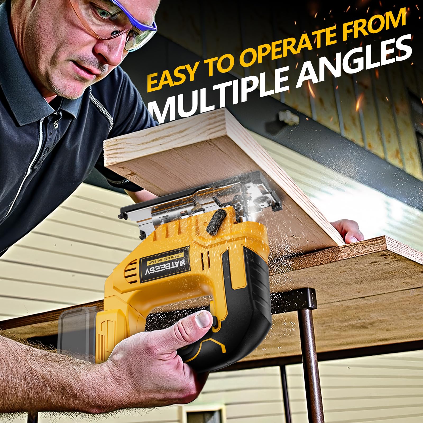 NATBEESY jig saw compatible with Dewalt 18V/20V max batteries (battery not included).