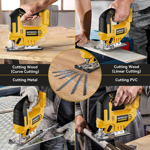 NATBEESY jig saw includes six blades for diverse materials.