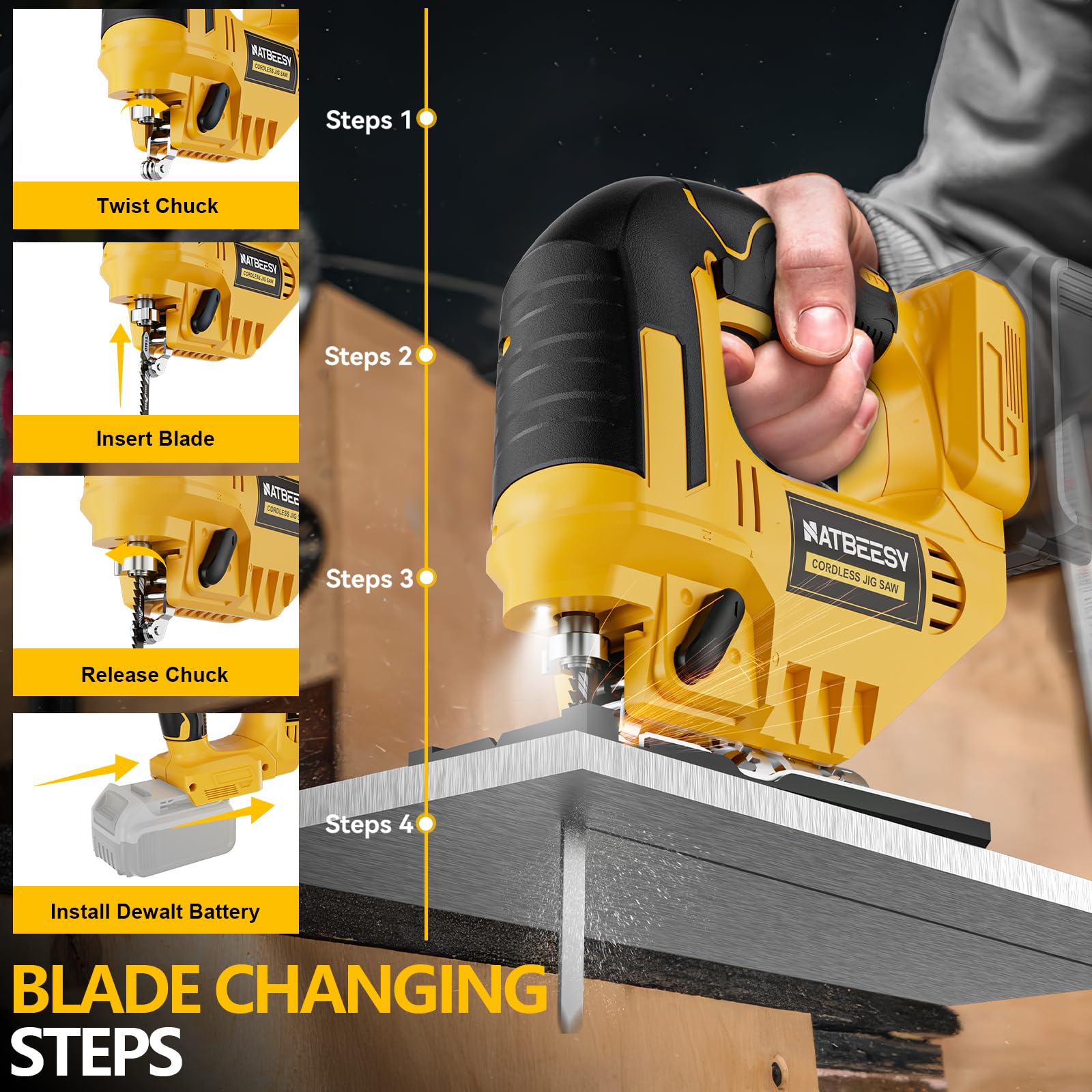 NATBEESY jig saw safety lock helps prevent accidental starts.