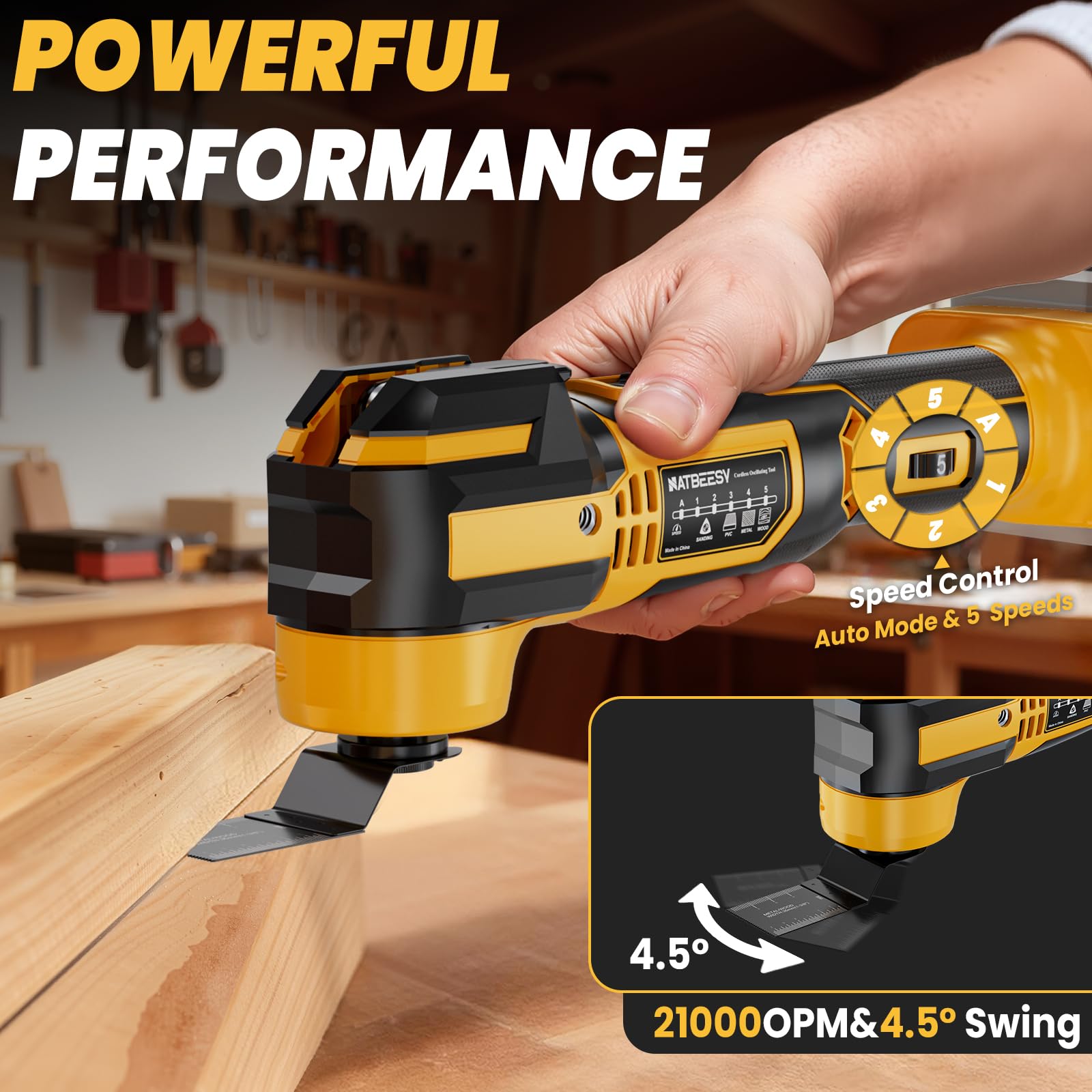 NATBEESY oscillating tool with brushless motor for smoother cuts