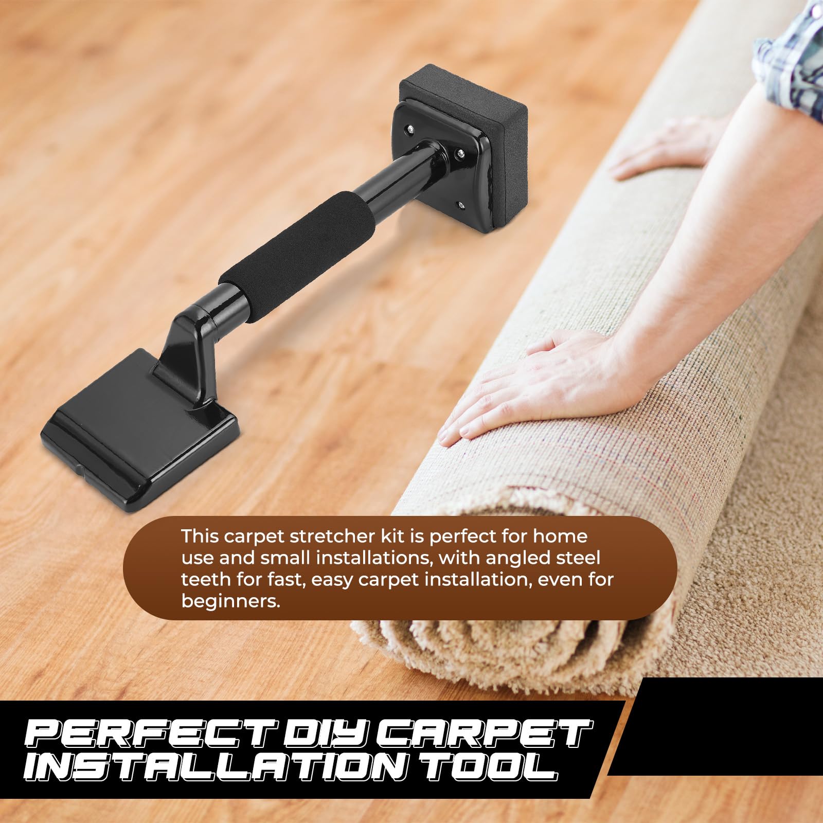 NATGAI knee kicker used in a DIY installation setting