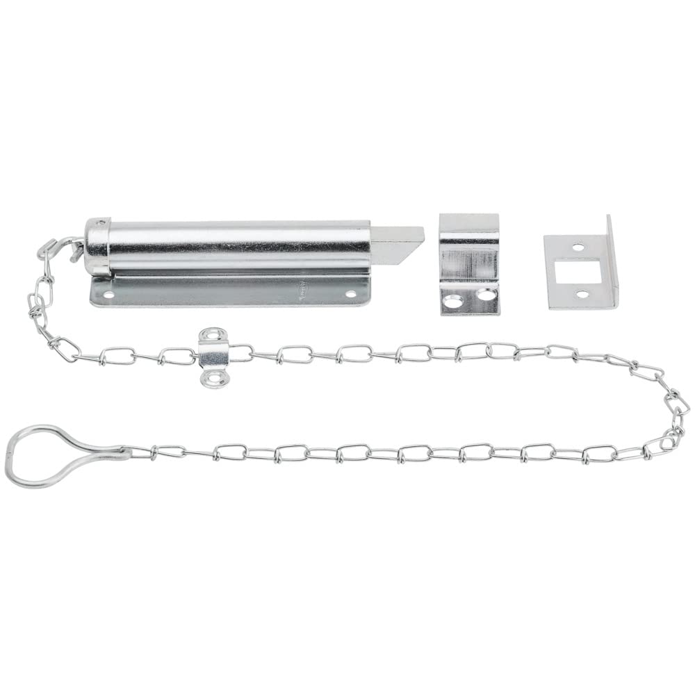 National Hardware N150-771 V820 chain bolt in zinc plated finish for durable door security.