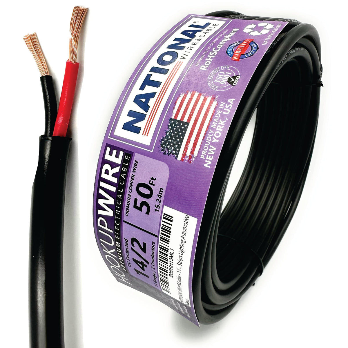 NATIONAL Wire&Cable 14 AWG 2-conductor stranded wire, flexible for DIY projects
