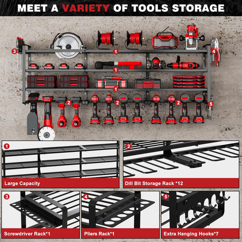 NattyDot four-shelves tool rack organizes bulky items neatly