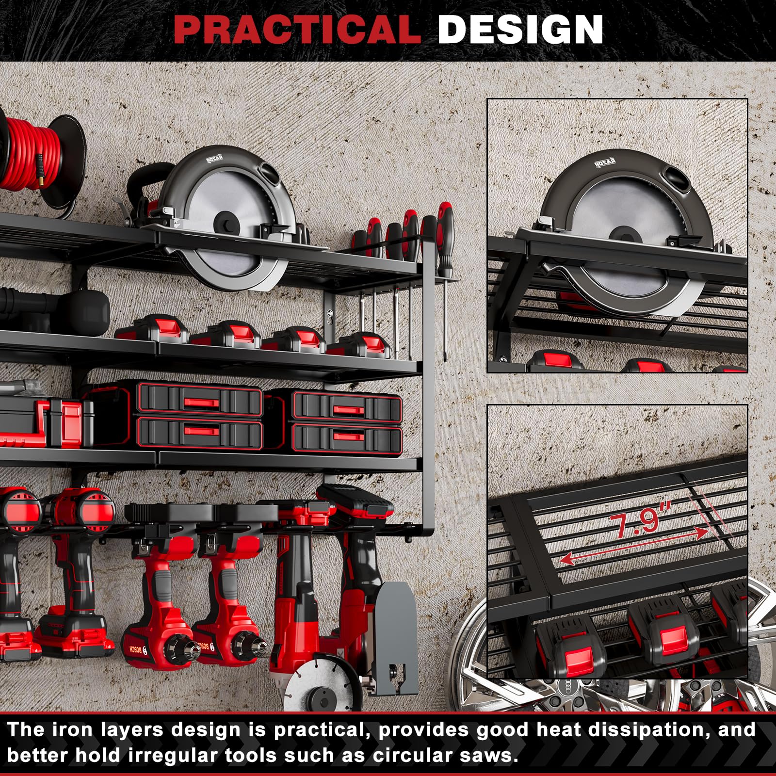 NattyDot space-saving wall mount frees floor space in garage