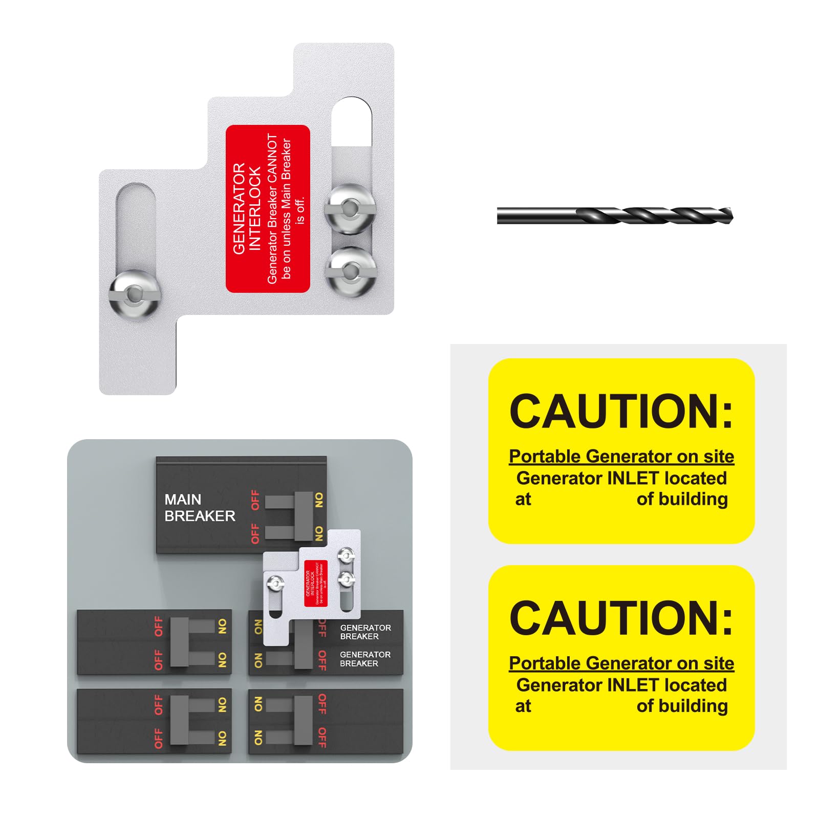 Natupal interlock plate on a GE panel for safe generator connection