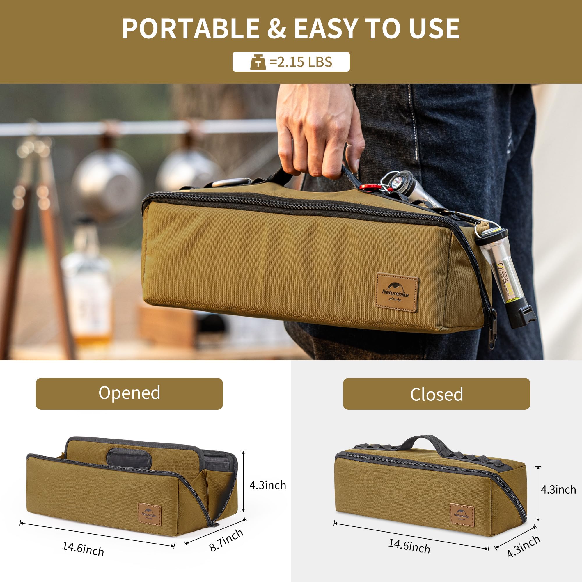 Naturehike multifunctional storage pouch offers rugged durability for tools.