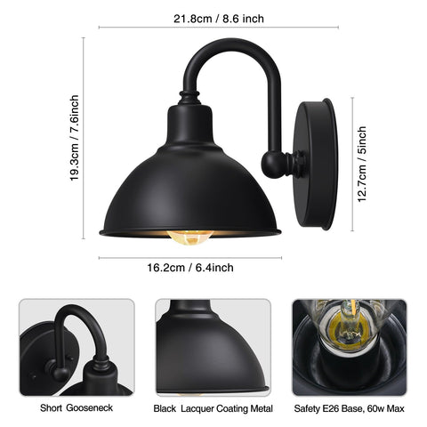 Naurham barn light gooseneck wall sconce installation demonstrates easy hard-wired setup.