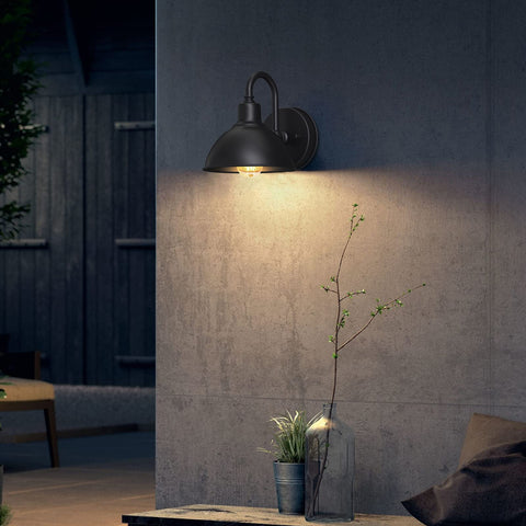 Naurham barn light hard-wired with mounting hardware for easy installation.
