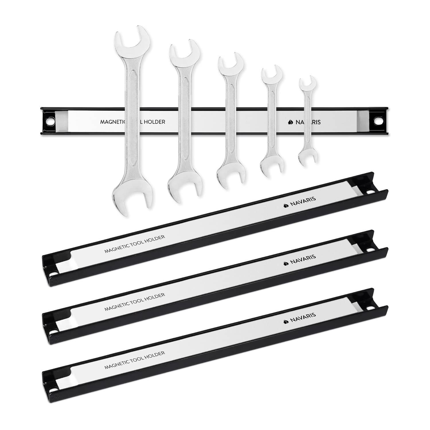 Navaris magnetic tool holder 12-inch bar keeps screwdrivers within reach.