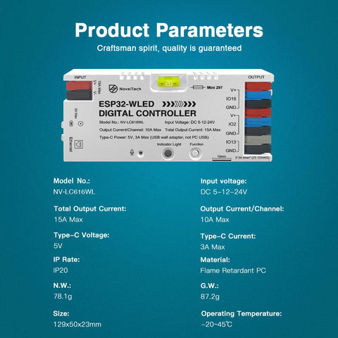 NaveiTech ESP32 WLED controller installation friendly for DIY projects