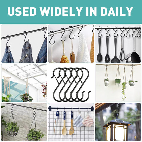 Navona outdoor S hook supports flower baskets and lanterns safely.