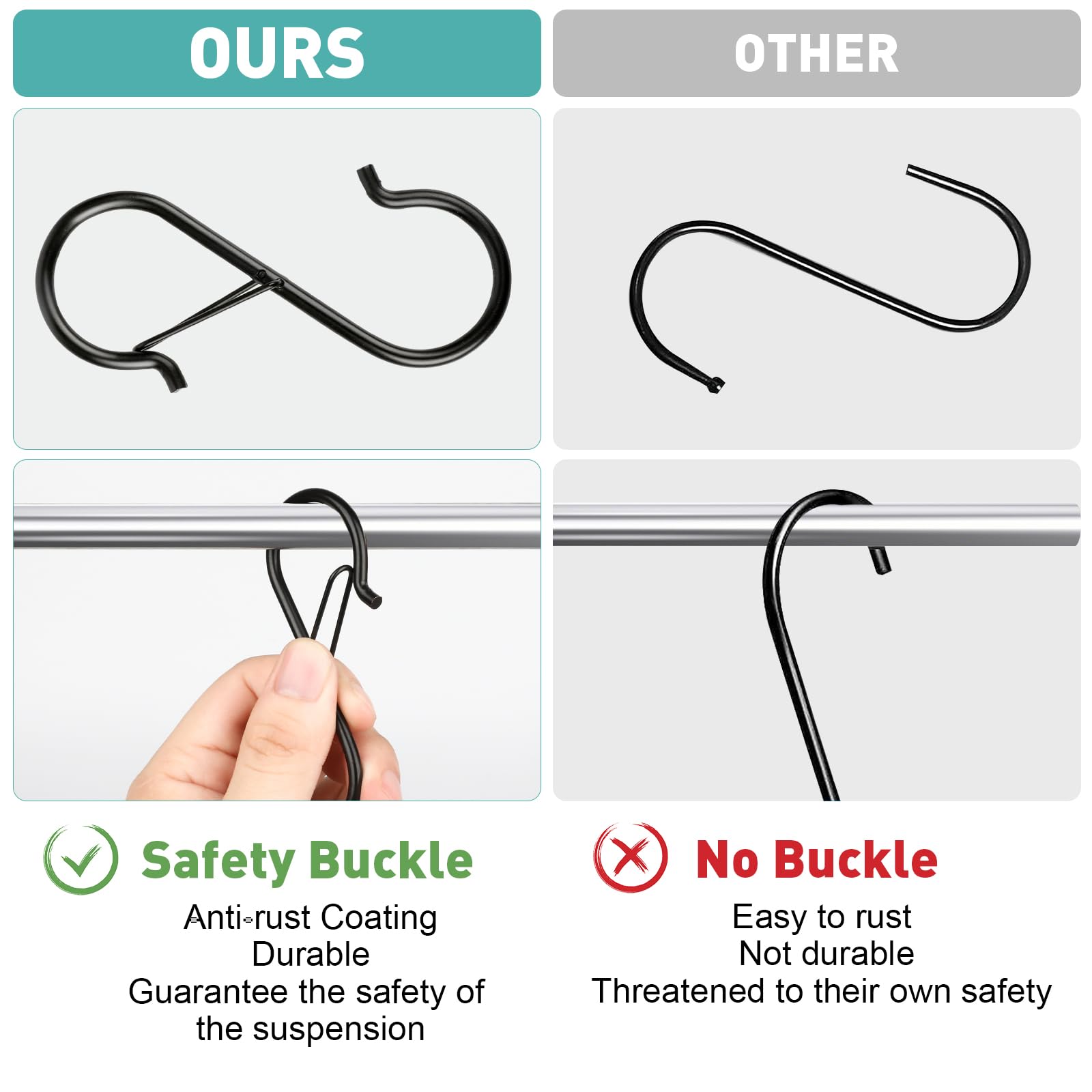 Navona closet S hook helps scarves and bags stay neatly organized.