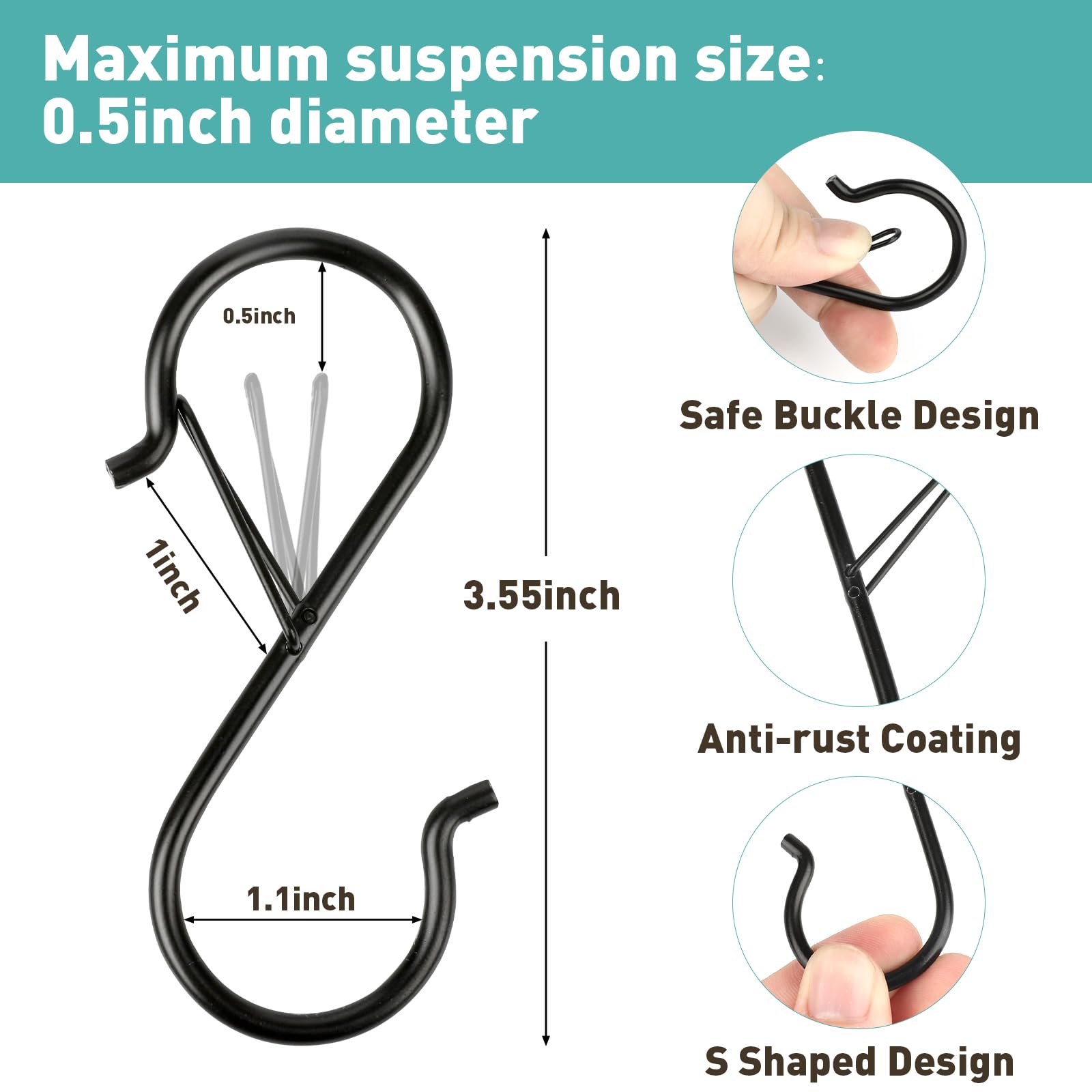 Navona S hook with locking clip for organized pantry and safer storage.