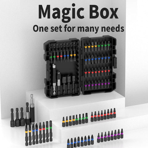 NAWIN bit-head variety with Phillips, slotted, hex, and Torx for diverse tasks.