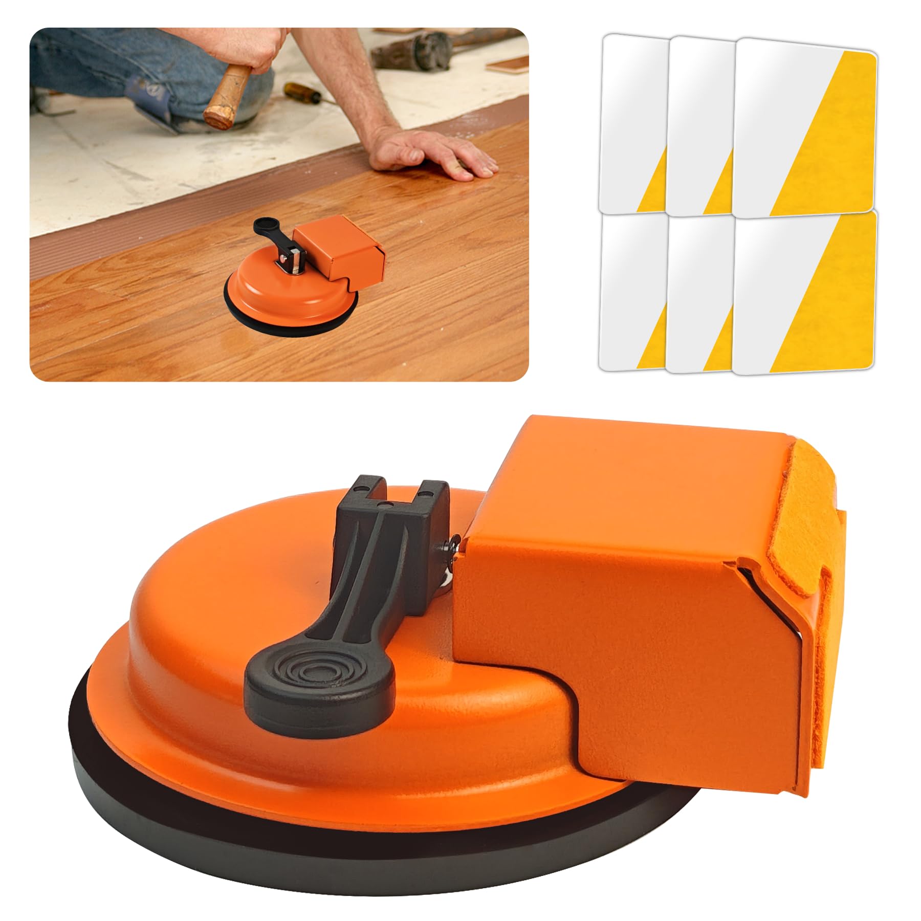 NAXVIO floor gap fixer tool with suction cup gripping gaps quickly on wood or laminate.
