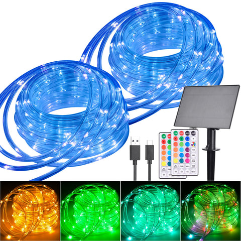 Nazuwke 99ft solar rope lights outdoor in 18 colors for festive patio ambiance