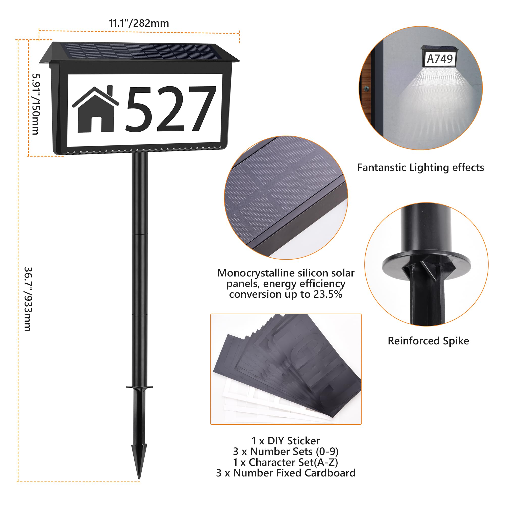 Nazuwke address sign with wall or ground mounting options