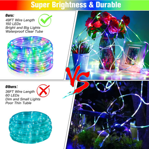 Nazuwke bendable 50ft rope lights frame trees, fences, and decor with ease.
