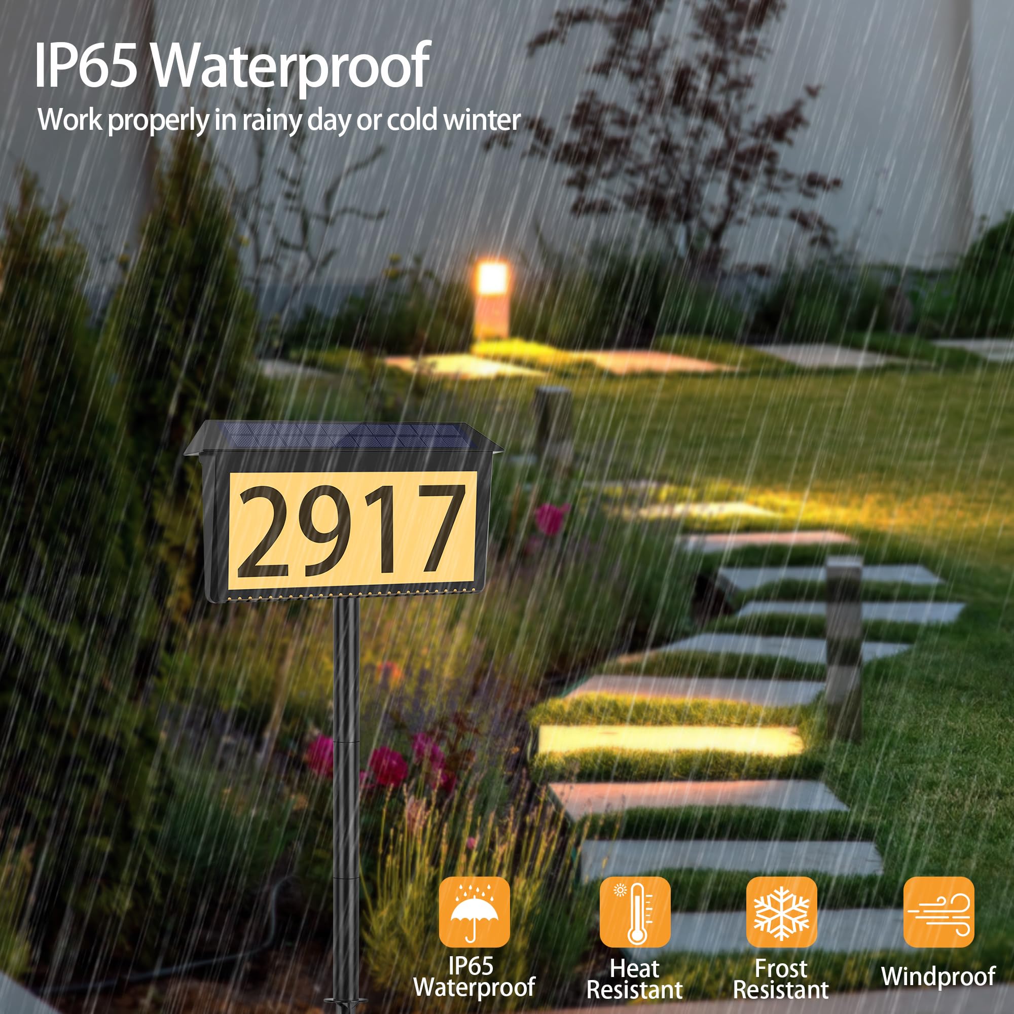 Nazuwke solar address sign dusk-to-dawn operation saves energy.