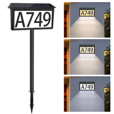Nazuwke solar address sign front view lights your entry with clear address visibility.