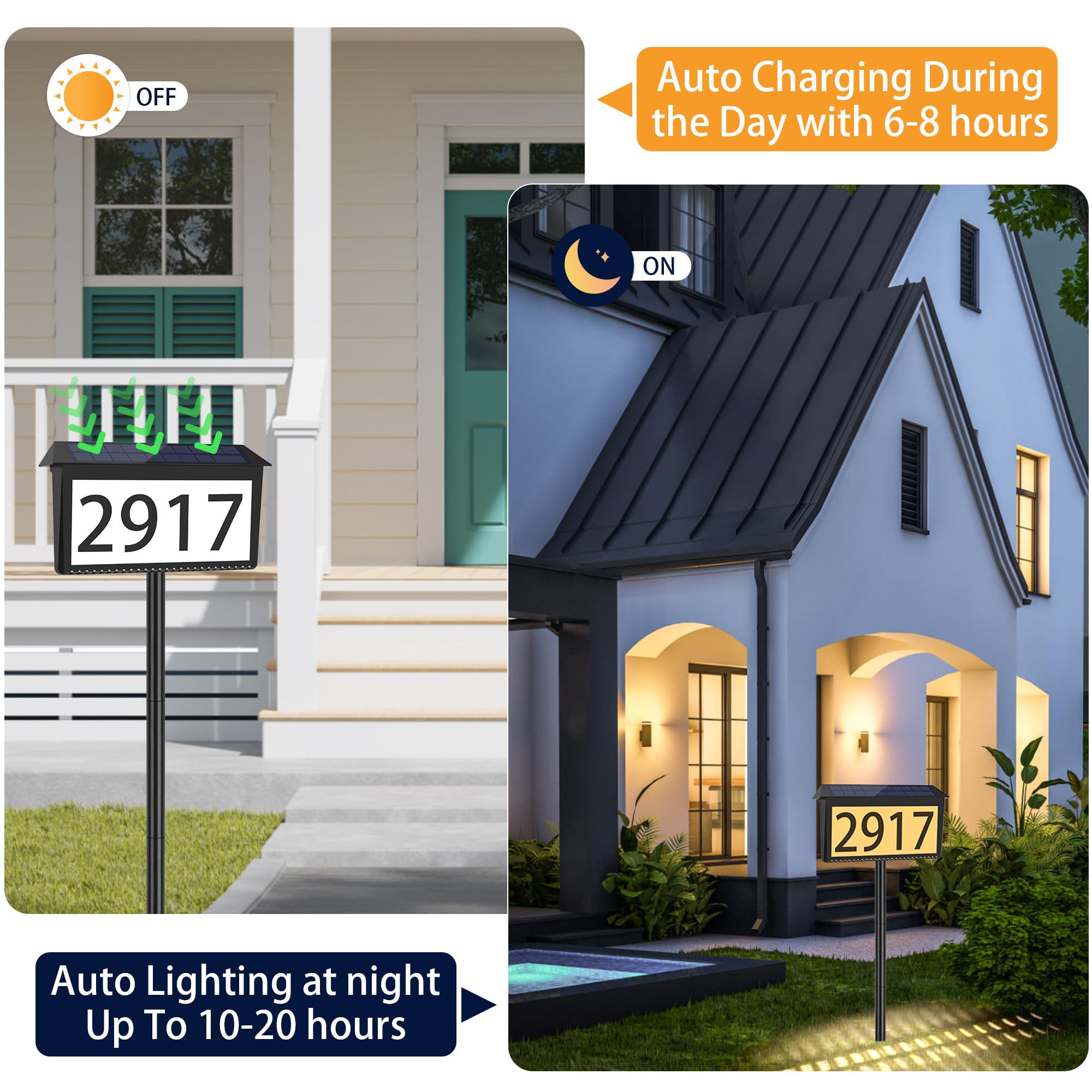 Nazuwke solar address sign includes number stickers for easy customization.