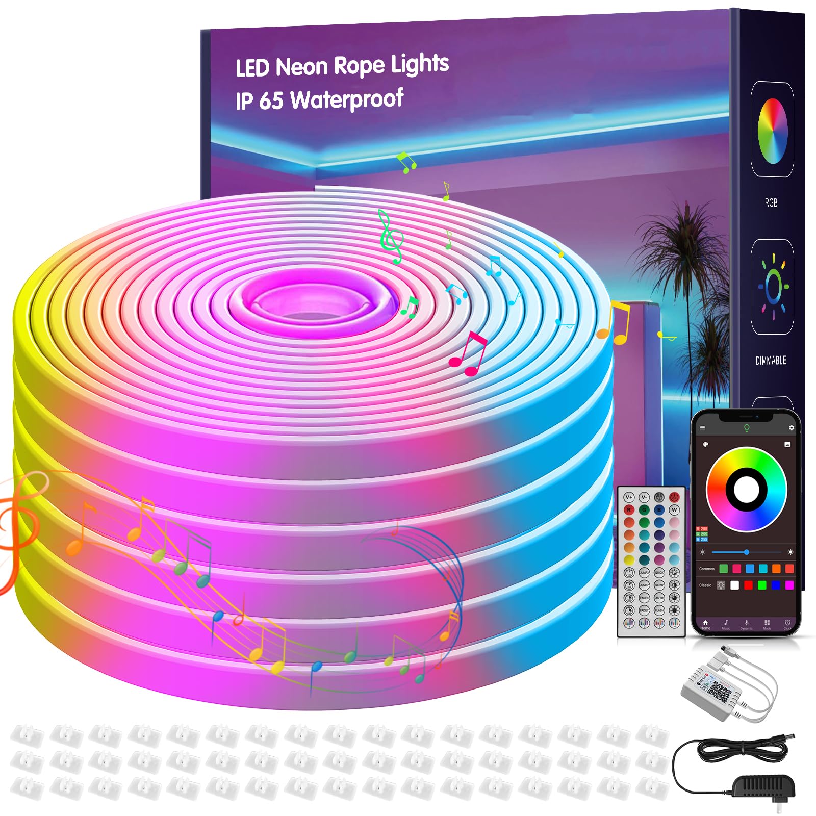 NBBUFF 100ft LED neon rope light for outdoor patio or deck ambience