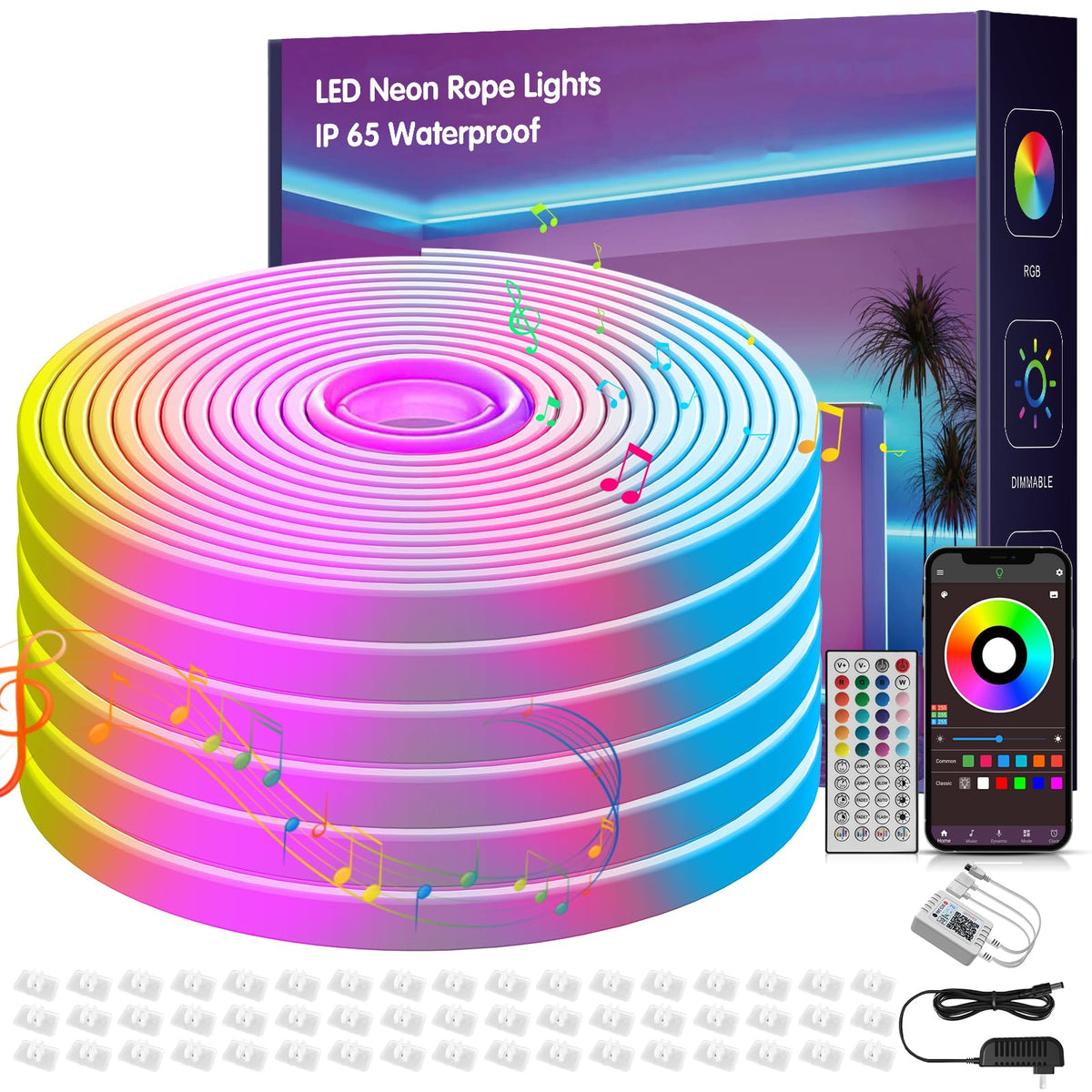 NBBUFF 100ft LED neon rope light for outdoor patio or deck ambience