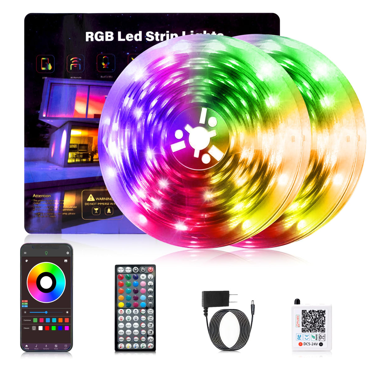 NBBUFF LED lights bedroom 200ft rolls create vibrant ambient colors.