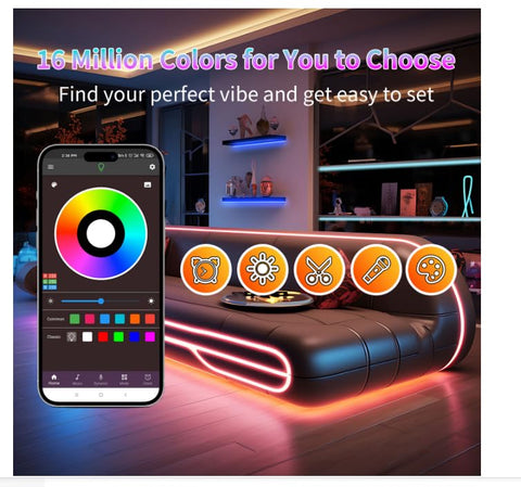 NBBUFF LED strip app and remote control for easy setup.