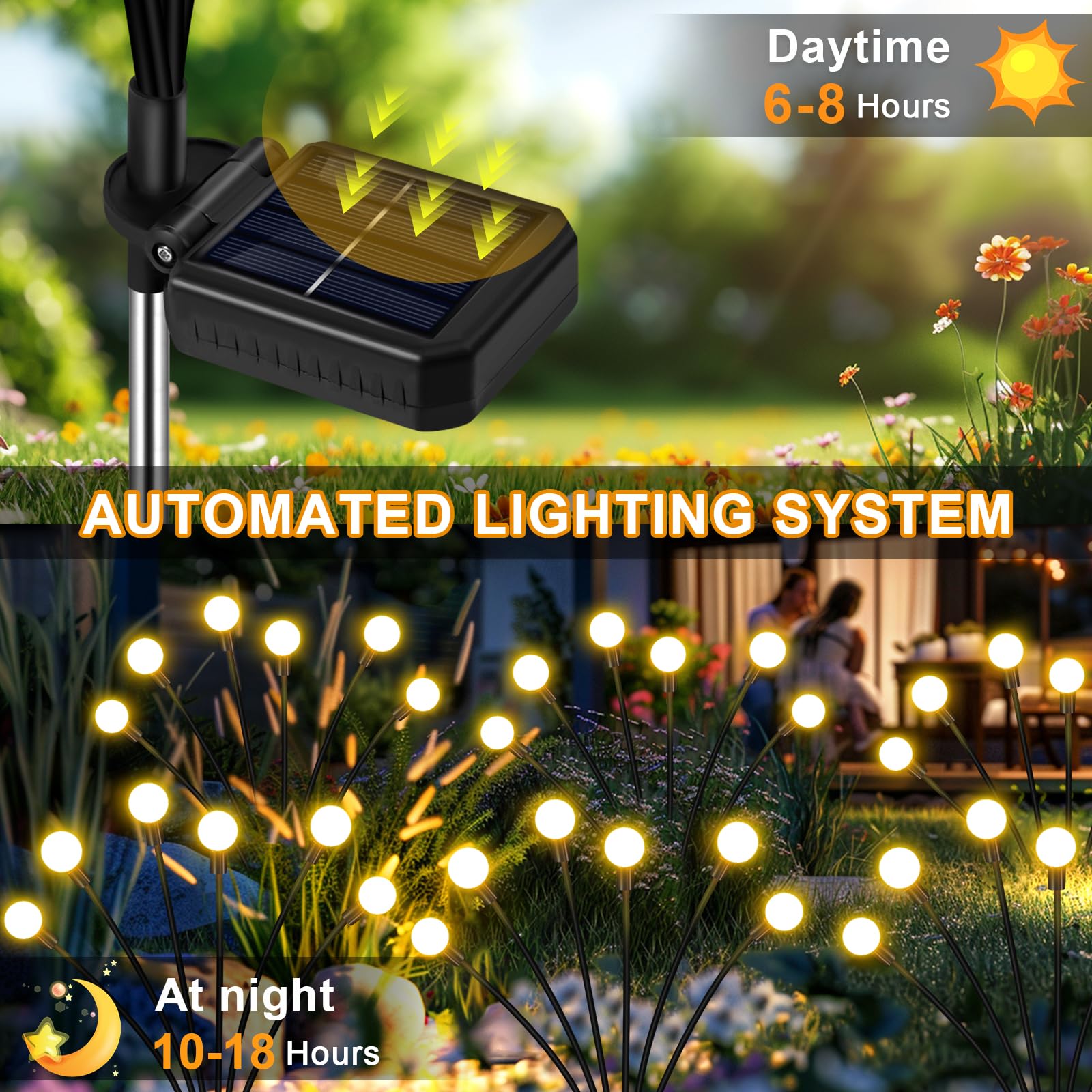 NBQQ solar-powered garden light harnesses sunshine for continuous evening illumination.