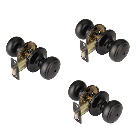 NCSEN 3-pack matte black door knobs with lock for private interior doors and easy installation.