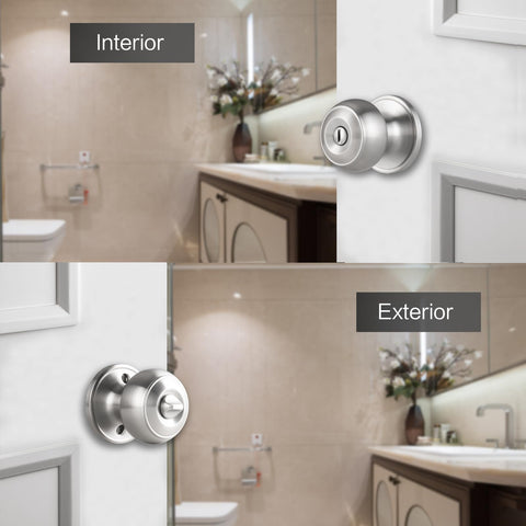 NCSEN brushed nickel knob with inside turn button for private rooms.