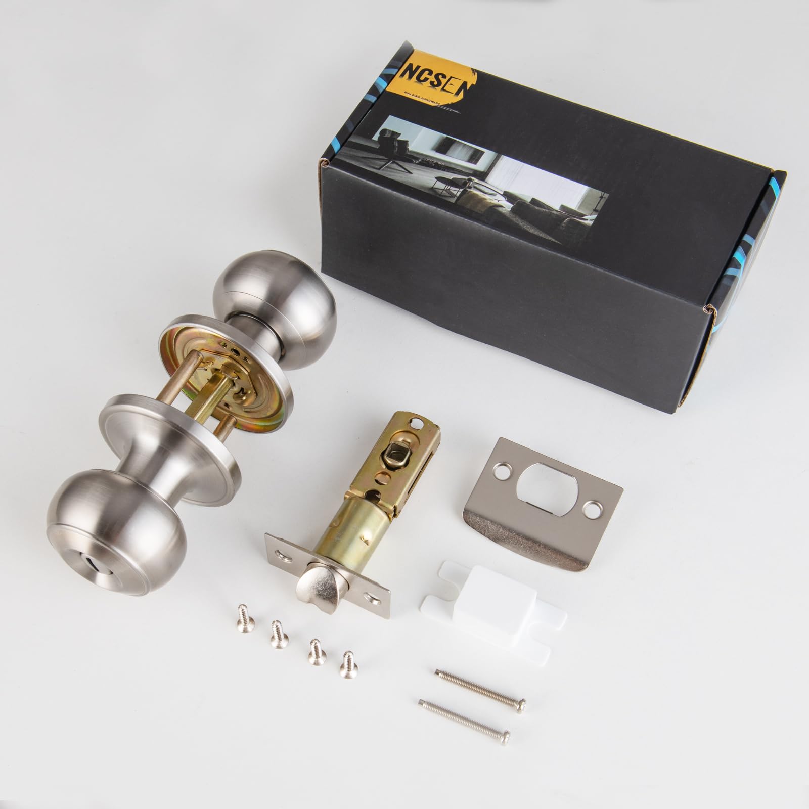 NCSEN brushed nickel 3-pack provides consistent style across multiple doors.