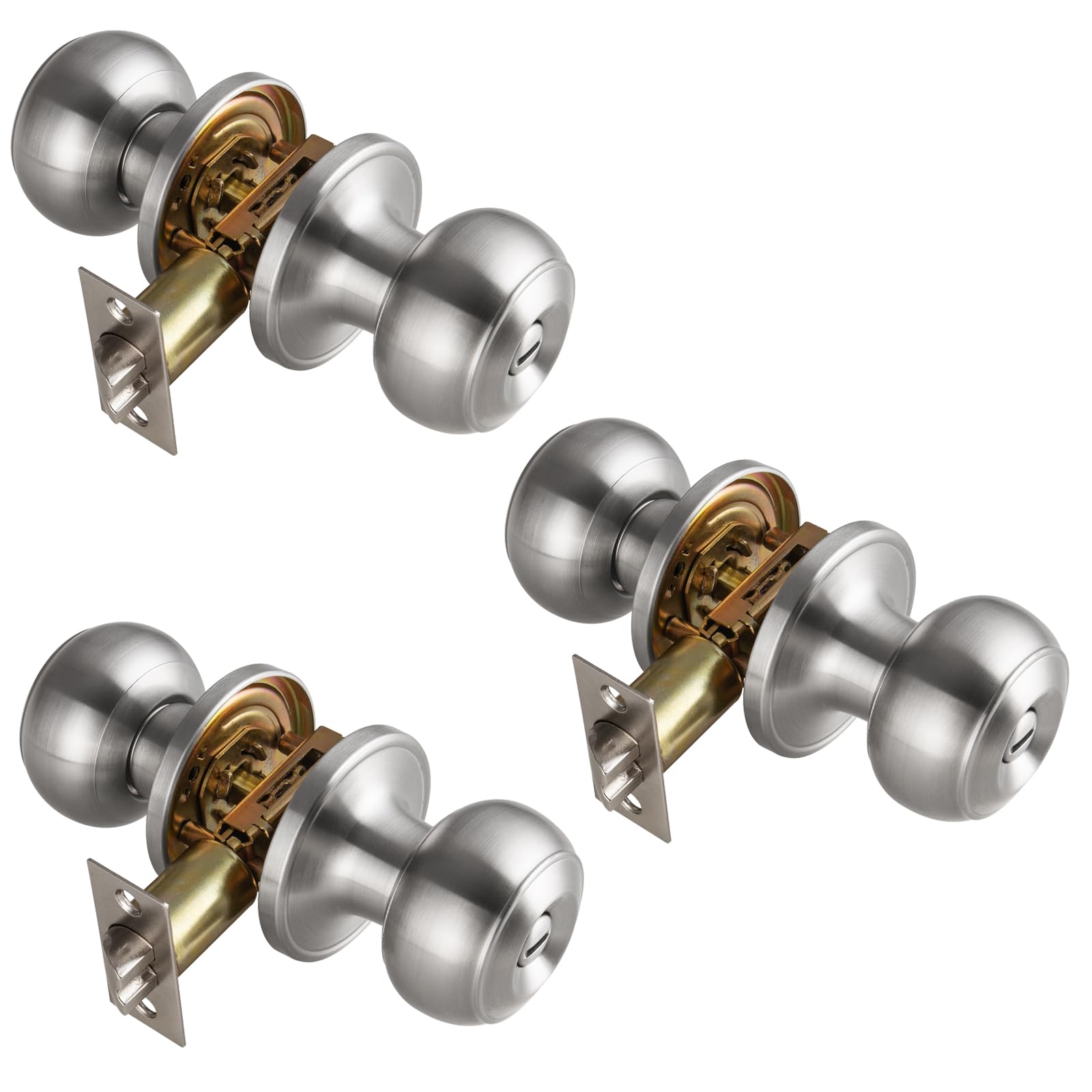 NCSEN brushed nickel privacy door knob on interior door, ideal for bathrooms.