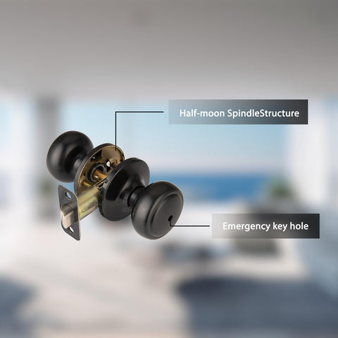 NCSEN door knob with exterior keyed access pairs with existing deadbolts.