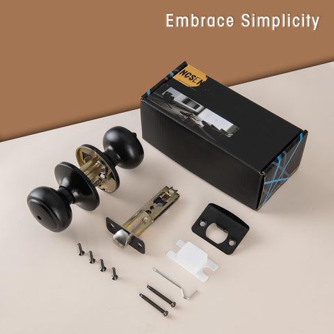 NCSEN easy-install matte black door knob for quick setup.